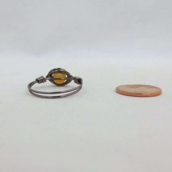 New Copper Hand Crafted Citrine Color Quartz Ring - Picture 7 of 9